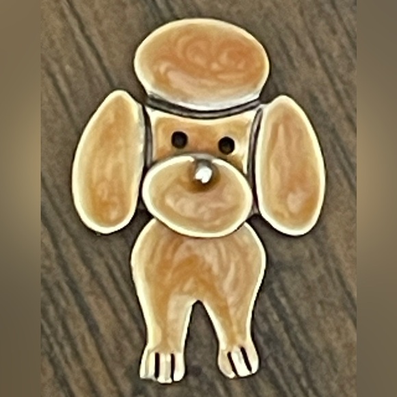 Vintage Pink Enamel Reticulated Sterling Poodle Pendant AJH - Picture 5 of 7